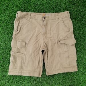 CARHARTT Canvas Cargo Shorts 36x10 Brown Baggy Workwear Relaxed Fit
